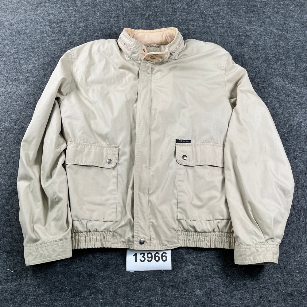 Peter England Jacket Mens Large Beige Excellent Vintage Harrington Full Zip